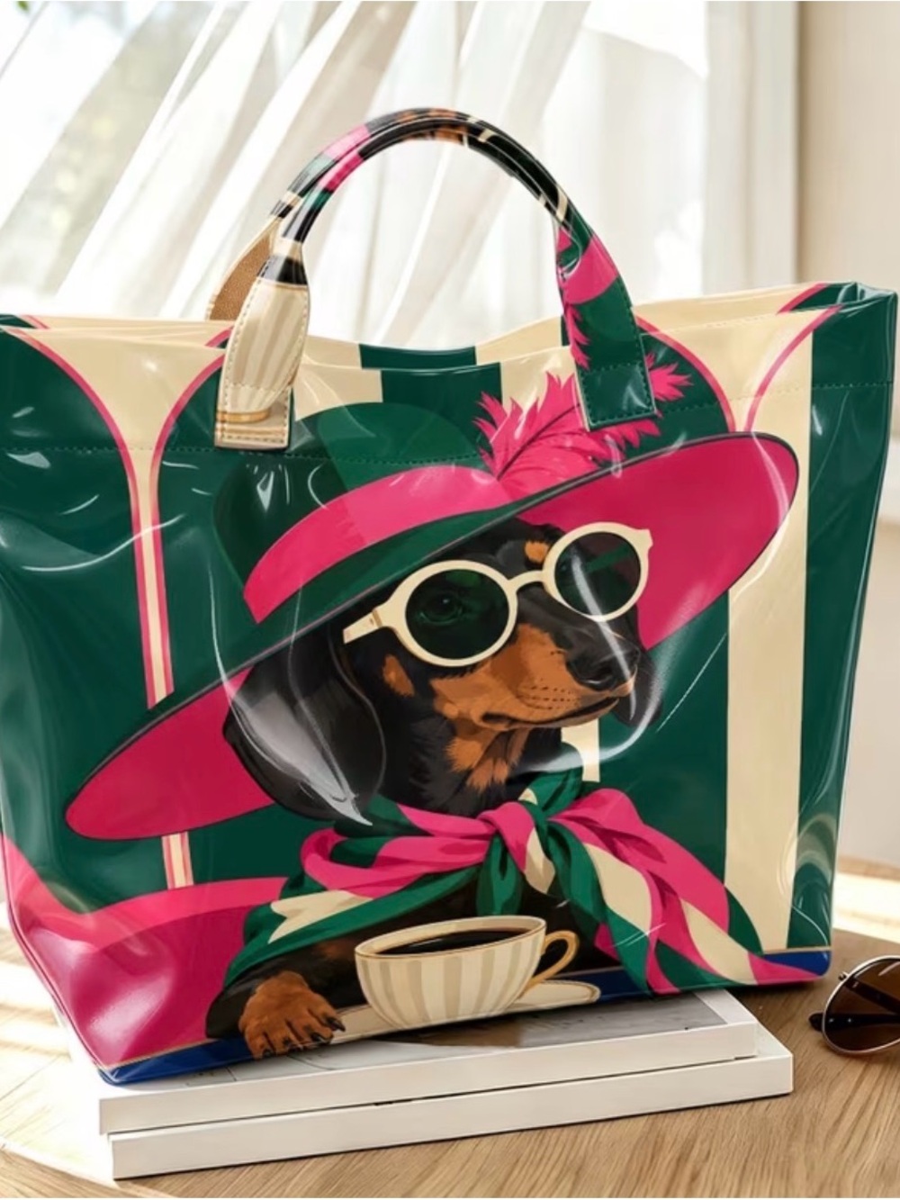 🌭🌭🌭BOGOHO🌭🌭🌭Stylish Dachshund Print Tote Bag -2 Designs Available - Picture 4 of 6